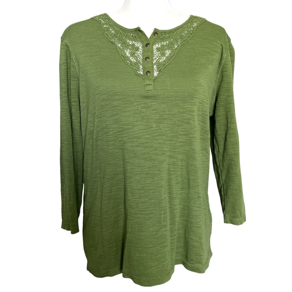 Chaps Denim 3/4 Length Sleeve Top - Size XL